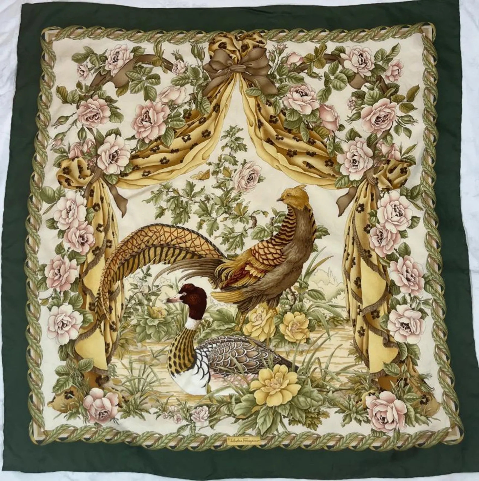 AUTHENTIC Salvatore Ferragamo "pheasant, Duck" 2000s Twill Silk SCARF 34"inch- Free Shipping in C... | Etsy (Global)