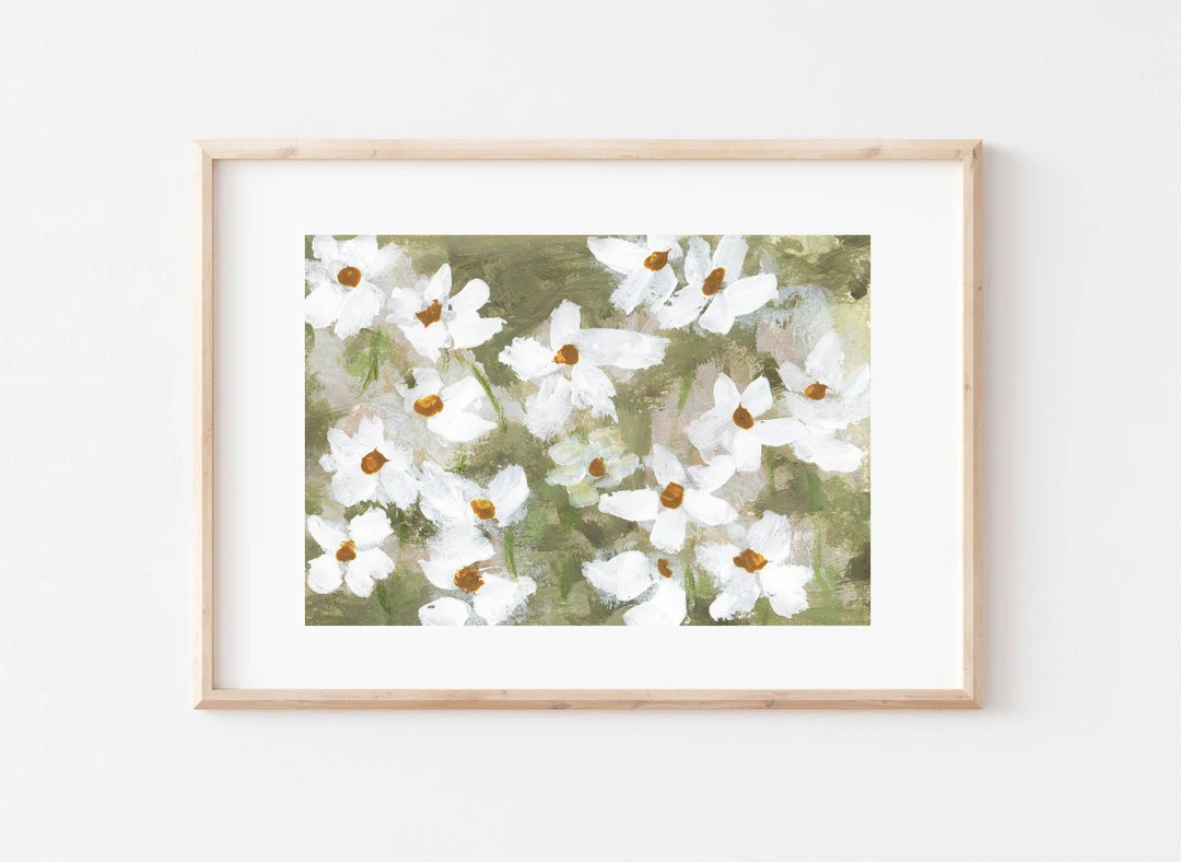 Floral Painting Daisies Floral Prints Painting of Flowers - Etsy | Etsy (US)