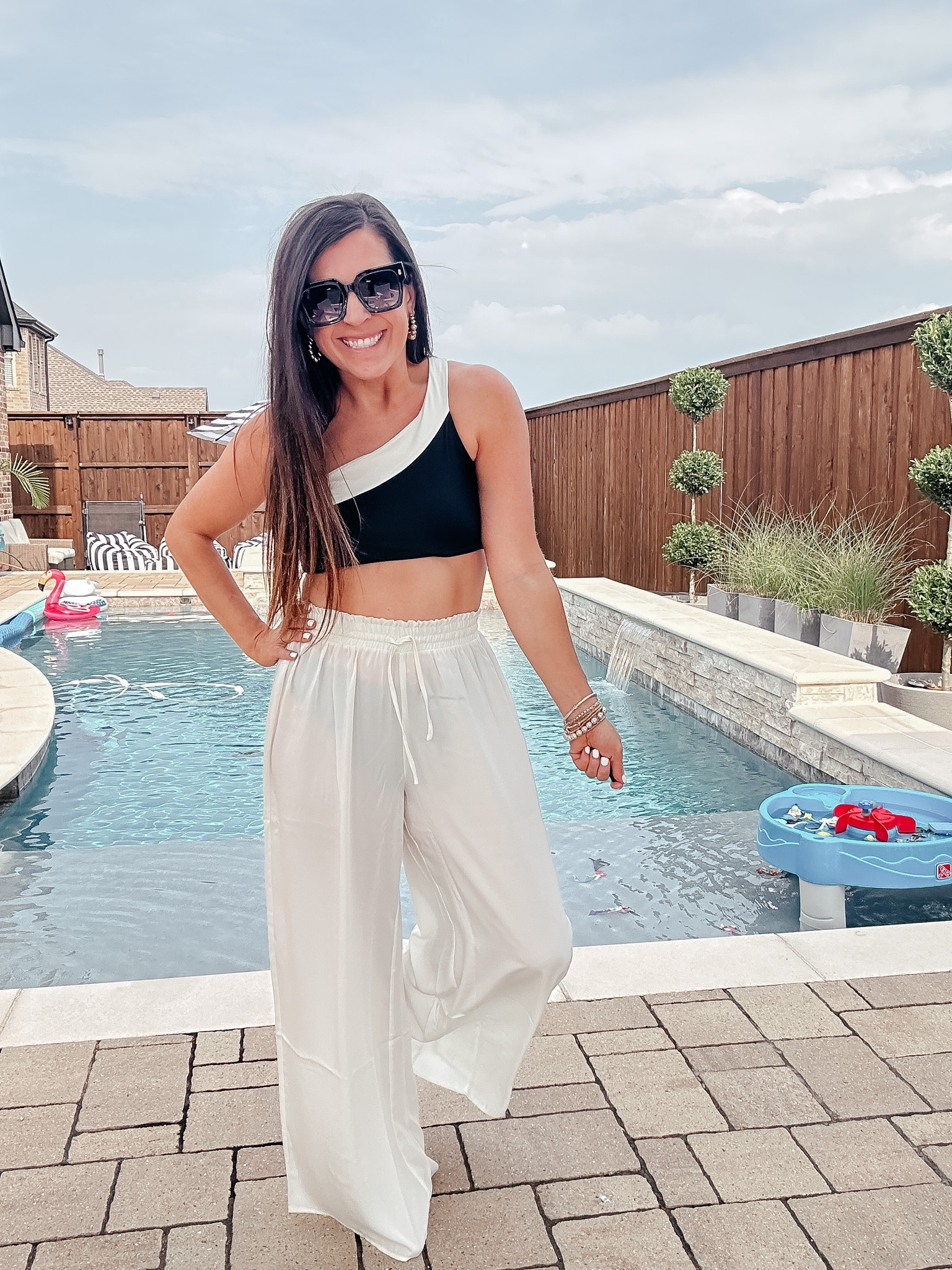 Summersalt swimsuits and palazzo pants! Loving the black and white asymmetrical pattern. I also have this swimsuit in pink and red. It’s gorgeous y’all! 

#LTKFind #LTKswim #LTKSeasonal