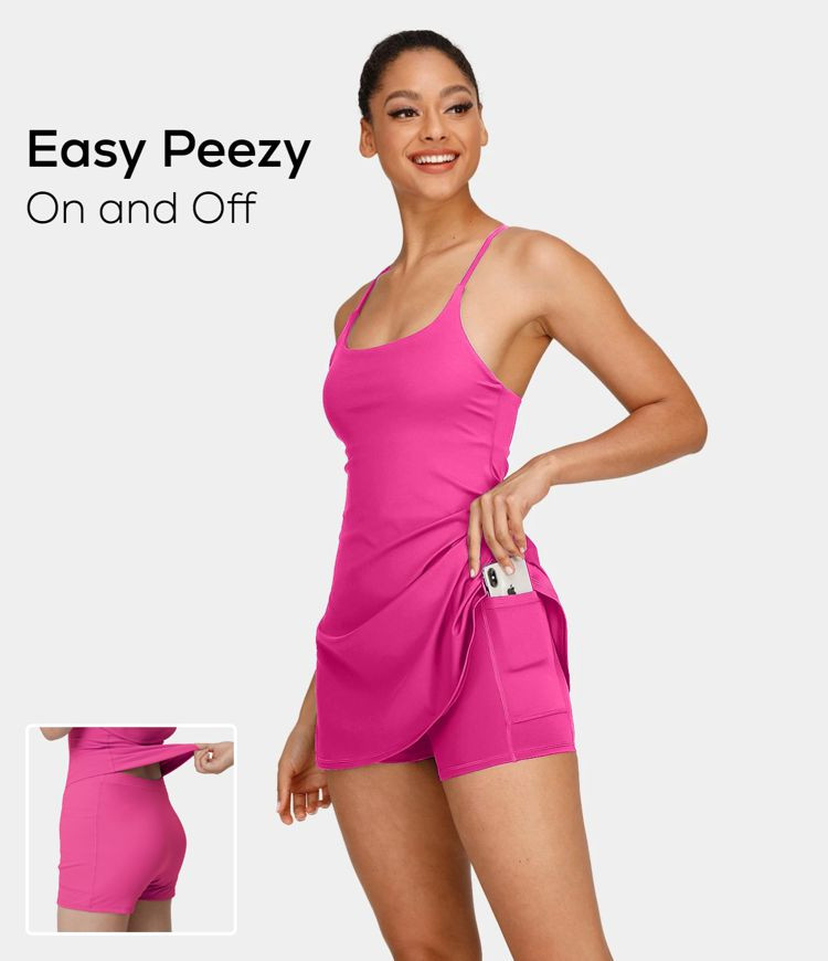 Women’s Everyday Cloudful™ Backless 2-in-1 Flare Workout Dress-Wannabe-Easy Peezy - HALARA | HALARA