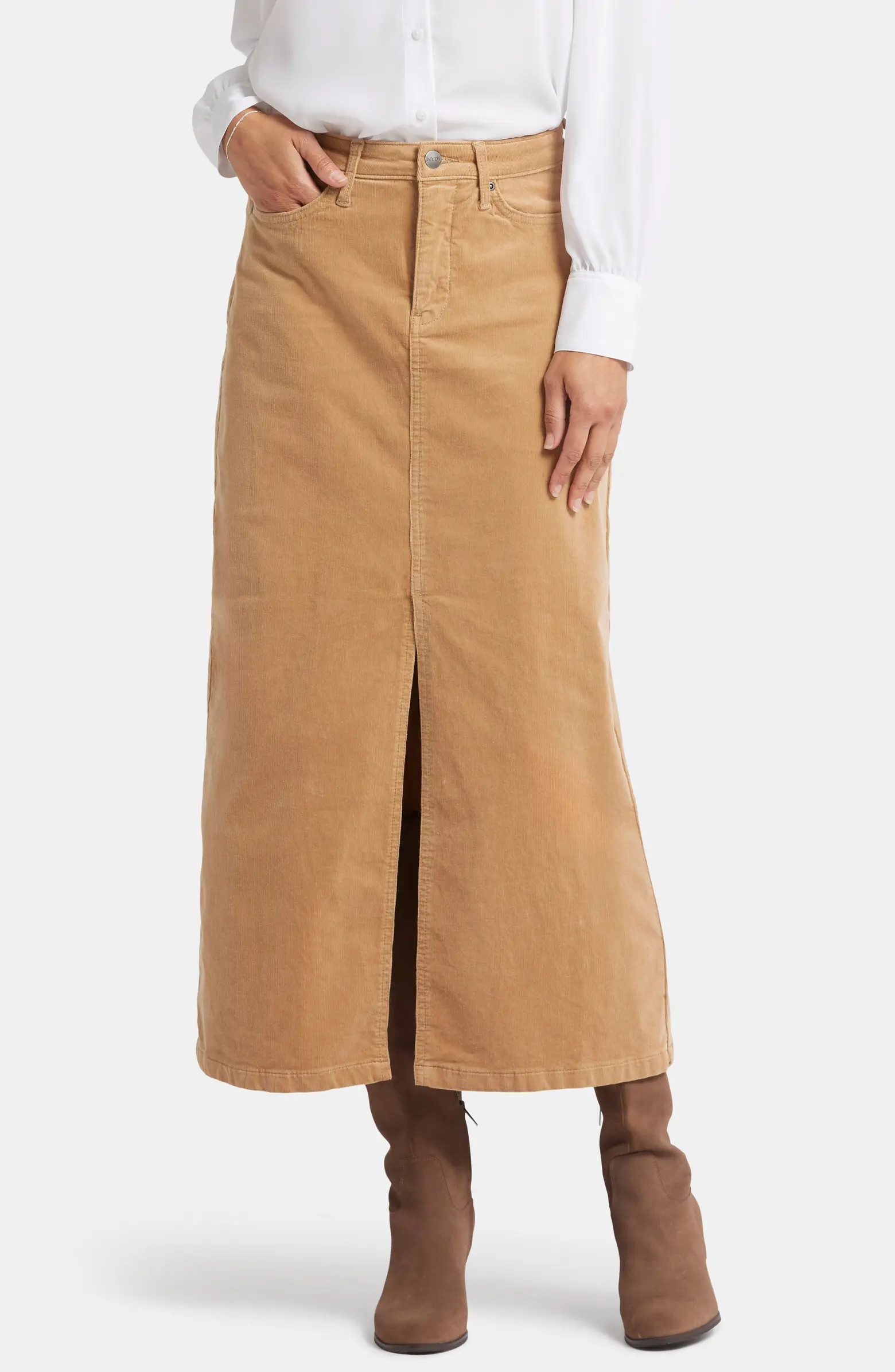 NYDJ High Waist Slit Front Corduroy Maxi Skirt | Nordstrom | Nordstrom