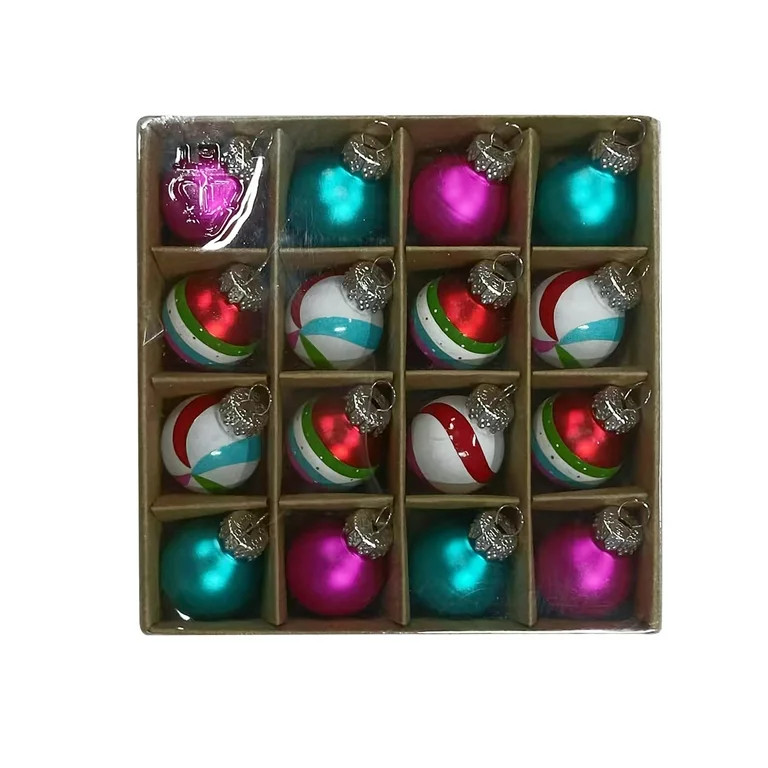 Pink & Blue Glass Christmas Ornaments, 4.84 in, 16 Count, by Holiday Time | Walmart (US)