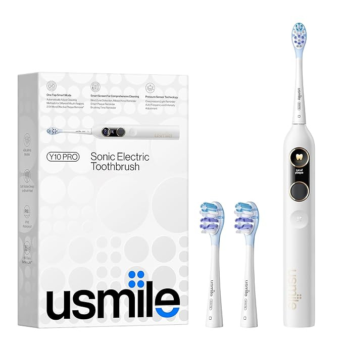 usmile Y10 PRO Rechargeable Electric Toothbrush with Smart Display, Missed Spot Detection, Pressu... | Amazon (US)
