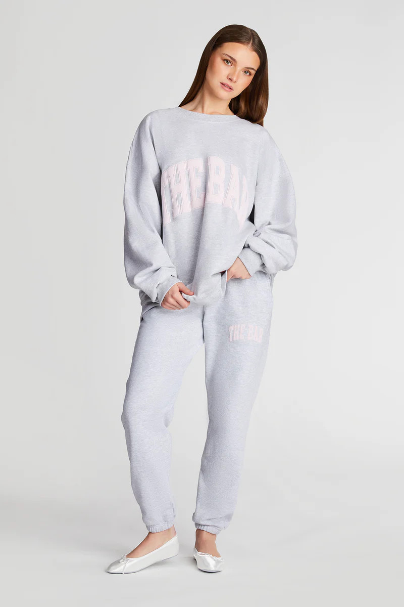 VARSITY SWEATPANTS LT HEATHER GREY/BLUSH | The Bar