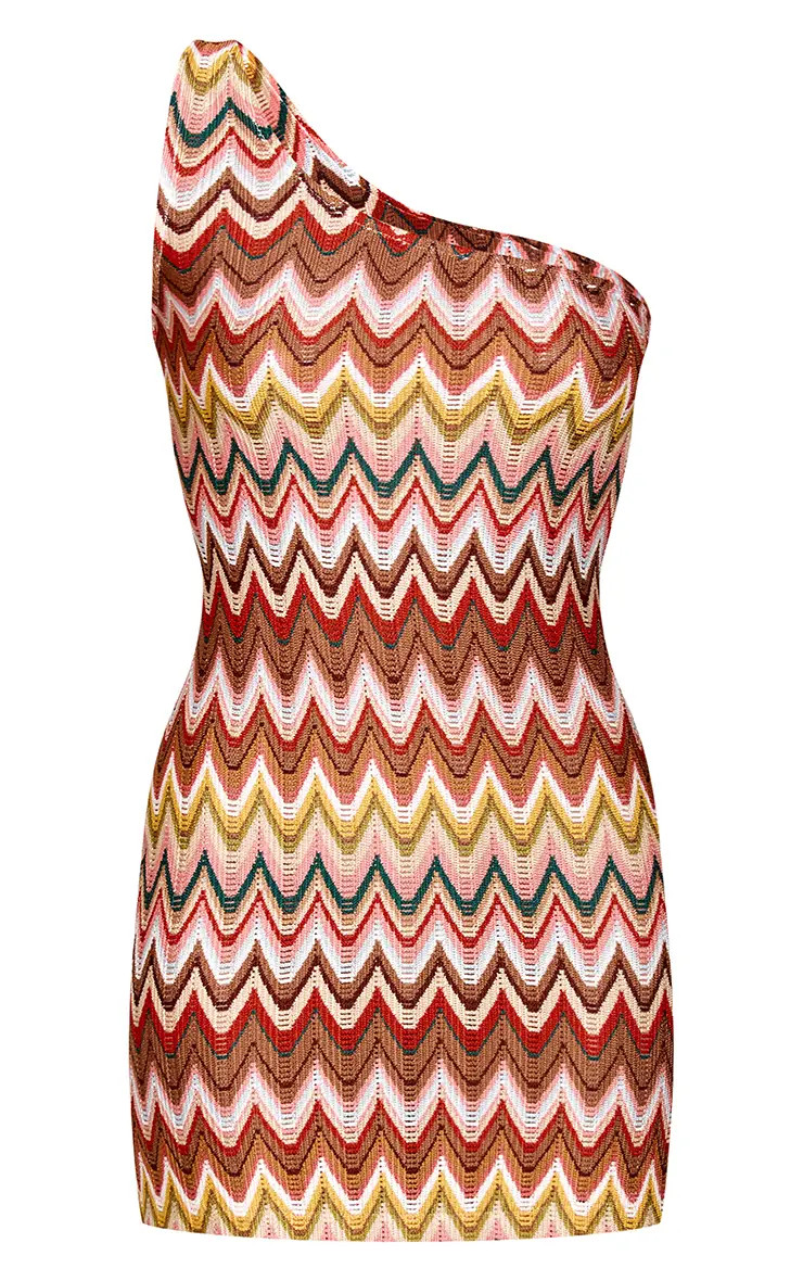 Multi Textured Printed One Shoulder Detail Mini Dress | Pretty Little Thing (Australia & New Zealand)