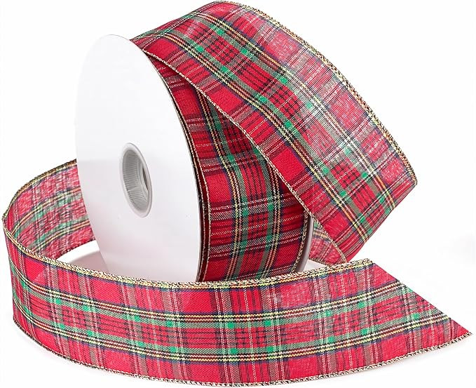 Morex Ribbon Festival Ribbon, 2.5" X 50-Yd, Red Plaid | Amazon (US)