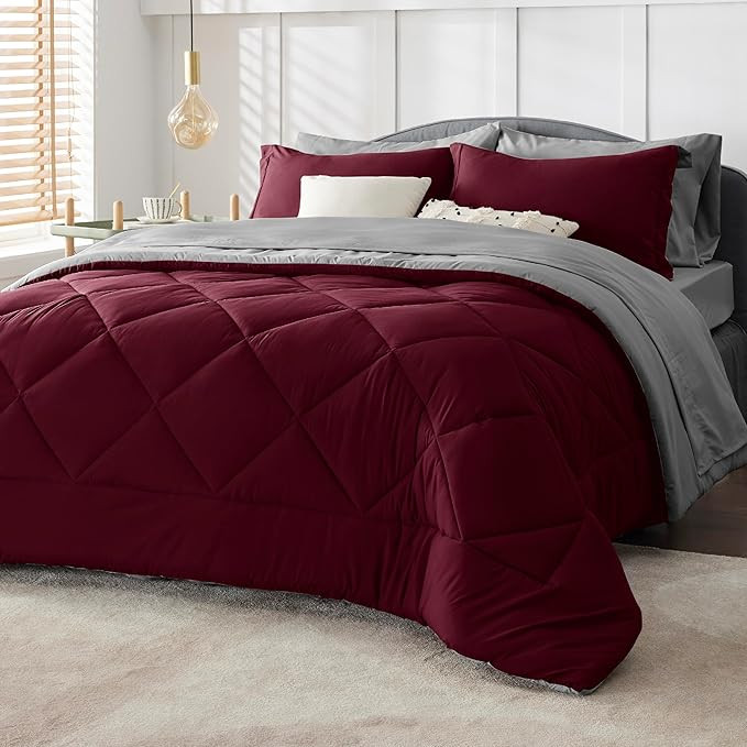 Bedsure King Size Comforter Set - 7 Pieces Reversible King Bed in a Bag, King Bed Set with Comfor... | Amazon (US)
