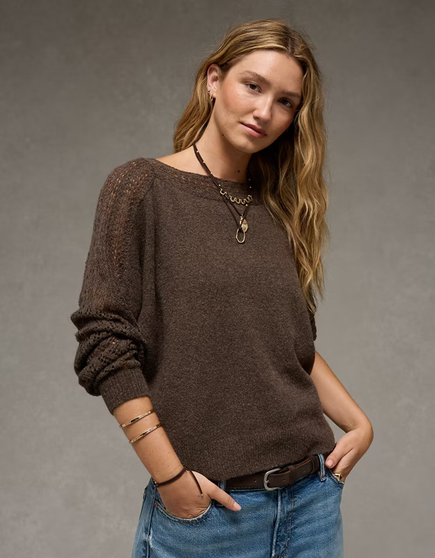 AE Whoa So Soft Lace Sweater | American Eagle Outfitters (US & CA)