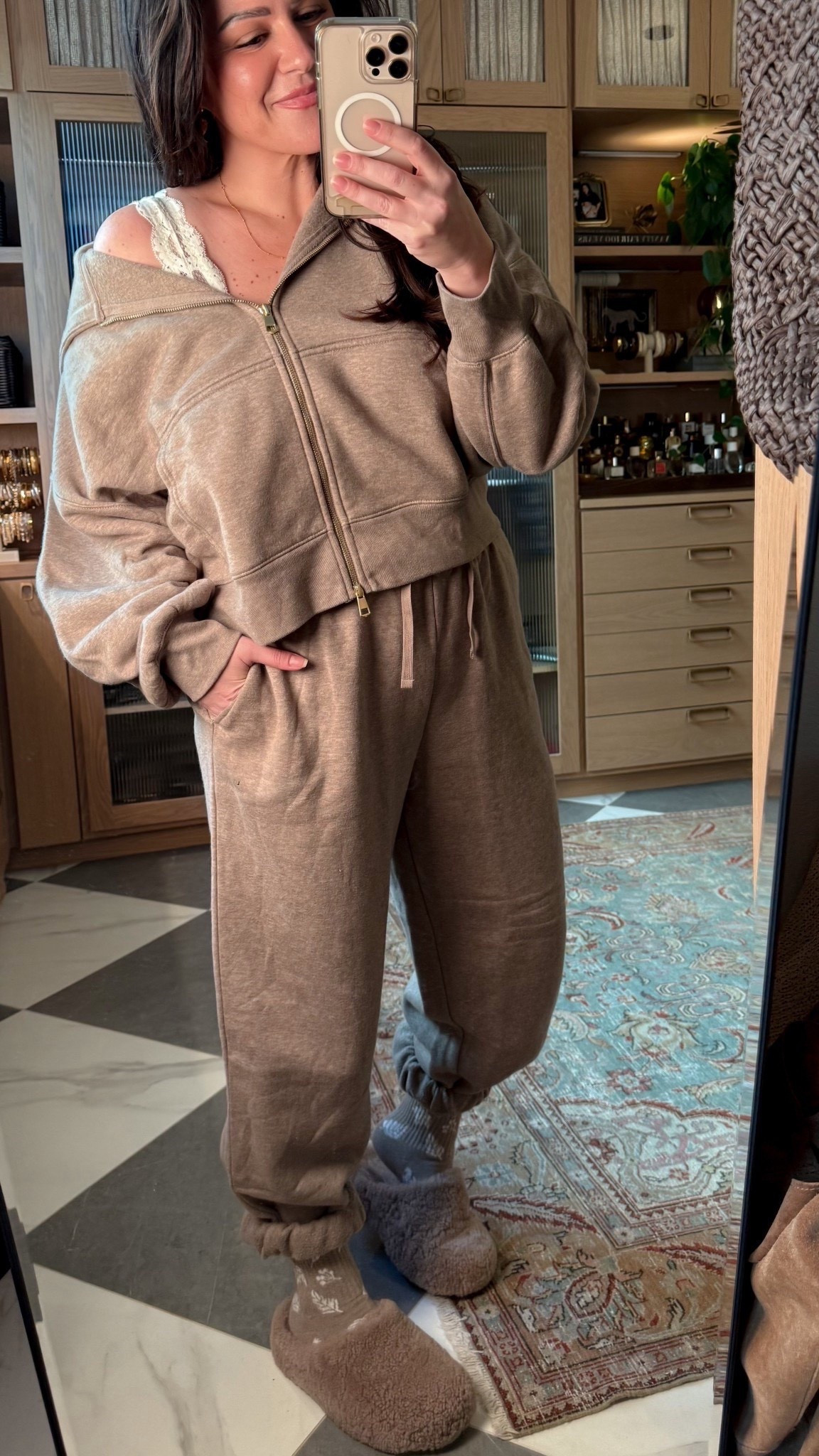 I love this neutral set, so cozy for winter and the fit is perfect.

Wearing a large in the sweatpants and a medium in the jacket!



#LTKMidsize #LTKSeasonal #LTKootd