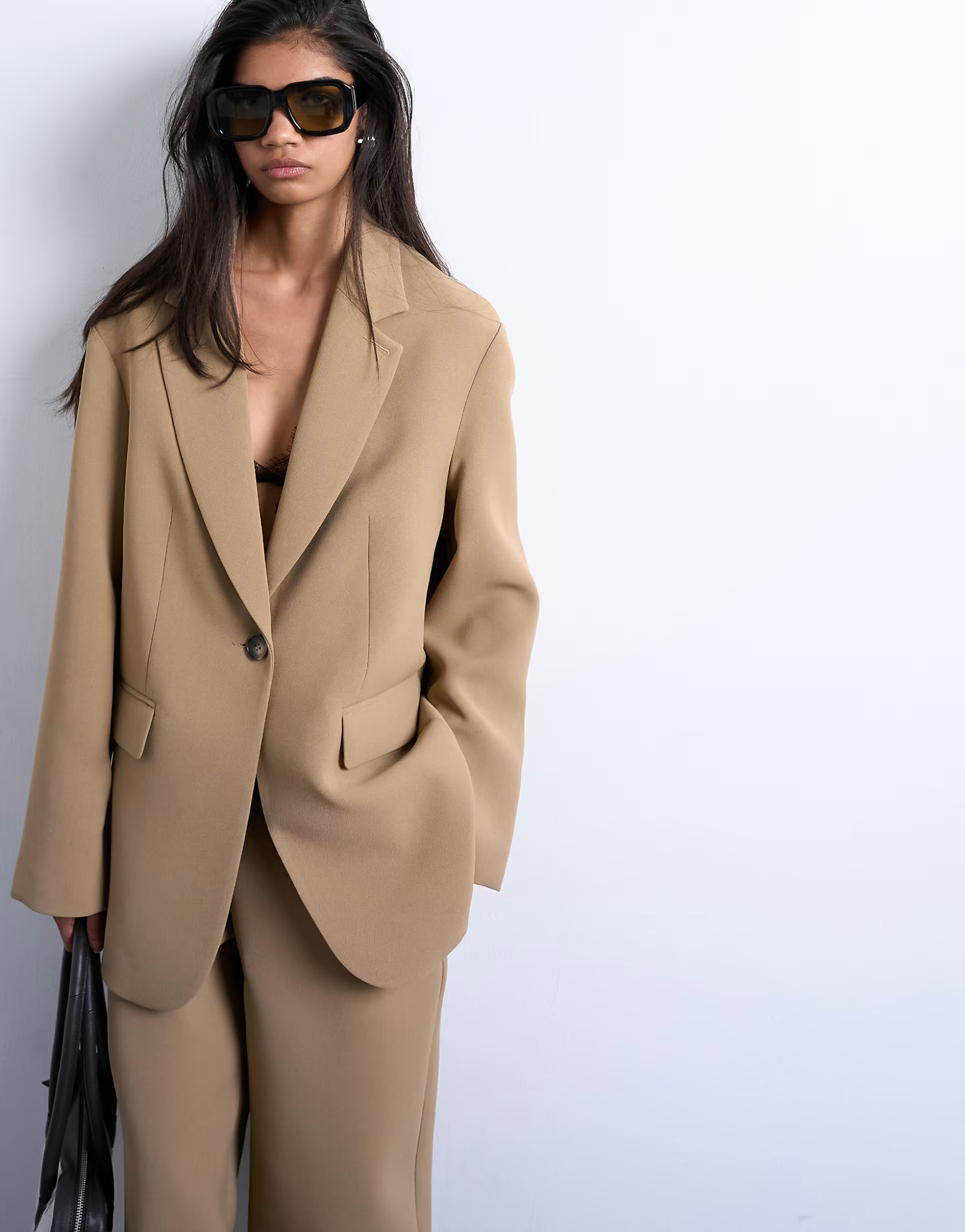 Topshop co ord oversized slouchy blazer in taupe | ASOS (Global)