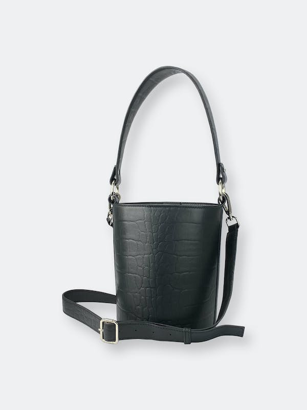 HYER GOODS Mini Bucket Bag Black Croc - Black | Verishop