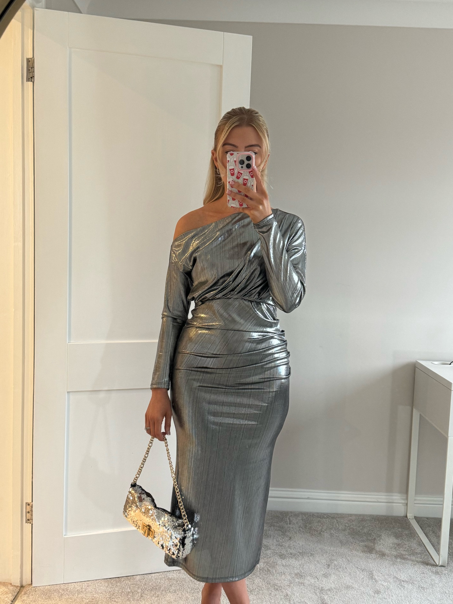 river island silver dress LoveHighstreet on LTK