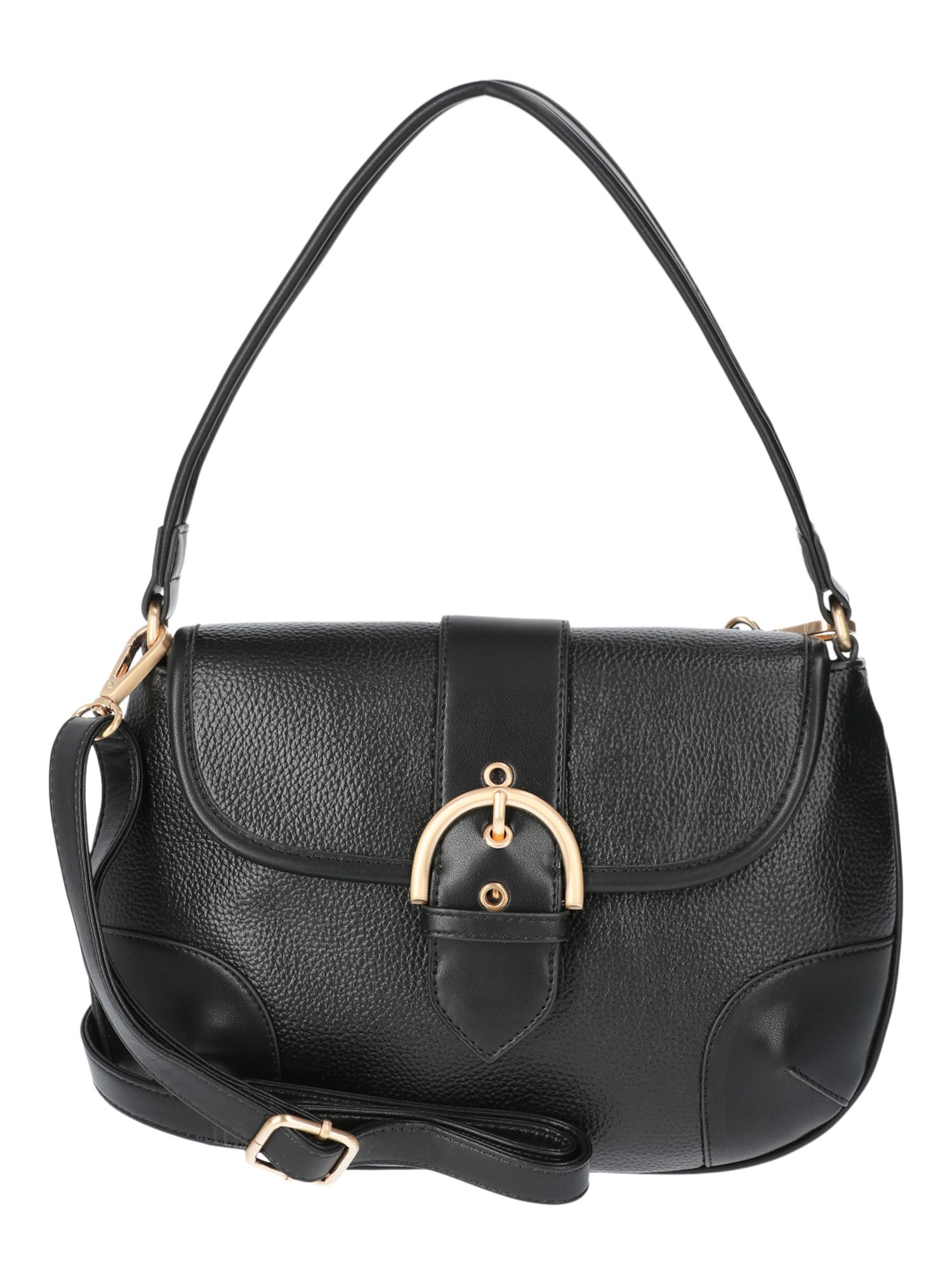 Time and Tru Women's Heather Shoulder Buckle Bag, Black | Walmart (US)