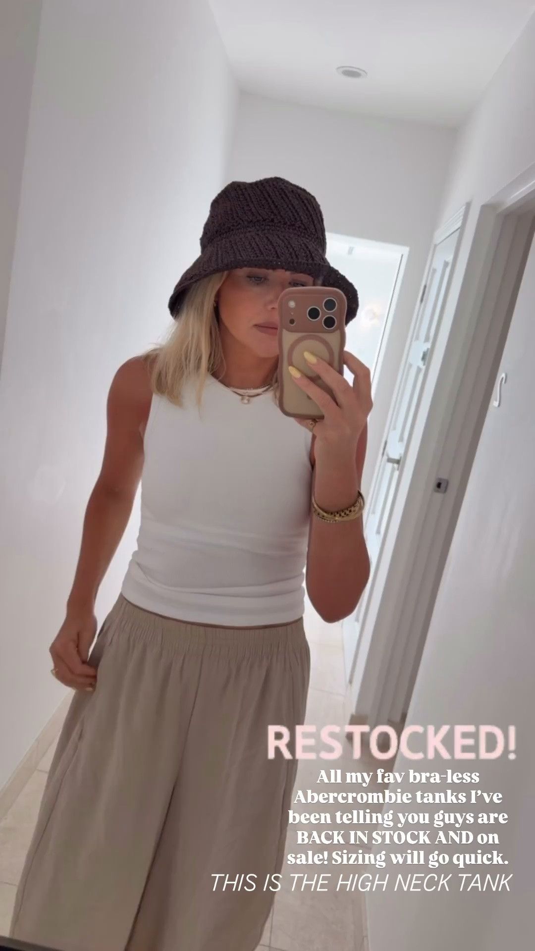 Ruuuun! All the bra-less tanks from Abercrombie have been restocked in all sizing AND they're on sale! I do a small. You'll wear them allll summer long. Must have! This is the high neck but i also have the spaghetti strap and low neck. Mom life must have

#LTKootd #LTKSaleAlert #LTKmomlife