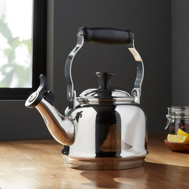Le Creuset Demi 1.25-Qt. Stovetop Whistling Stainless Steel Tea Kettle + Reviews | Crate & Barrel | Crate & Barrel