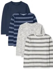 Boys Long Sleeve Striped And Marled Top 4-Pack | The Children's Place | The Children's Place