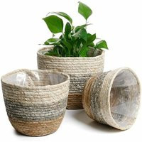 Tumalagia - Flower Pot Cover Woven Plant Storage Basket Gray Inverted Cone Straw Flower Pot l 22 Gau | ManoMano UK