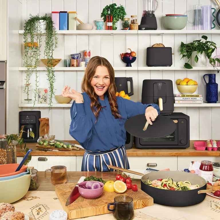 Beautiful 5.5 Quart Ceramic Non-Stick Sauté Pan, Black Sesame by Drew Barrymore | Walmart (US)