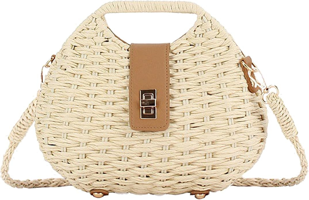 Straw Crossbody Bag for Women Boho Summer Beach Basket Purse Woven Wicker Bag Lightweight Shoulde... | Amazon (US)