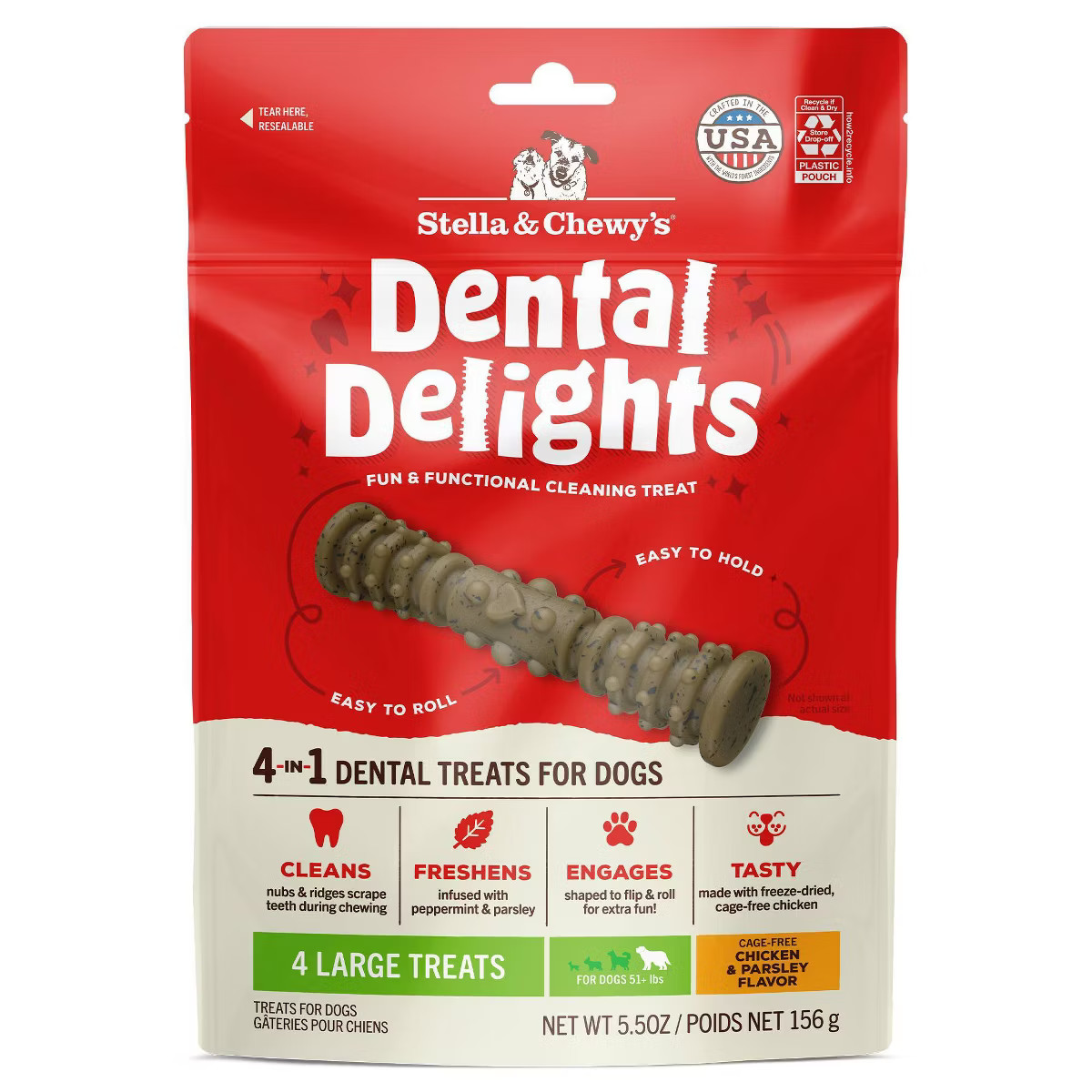 Stella & Chewy's Chicken Flavor Large Dental and Hard Chew Dog Treats - 5.5oz | Target