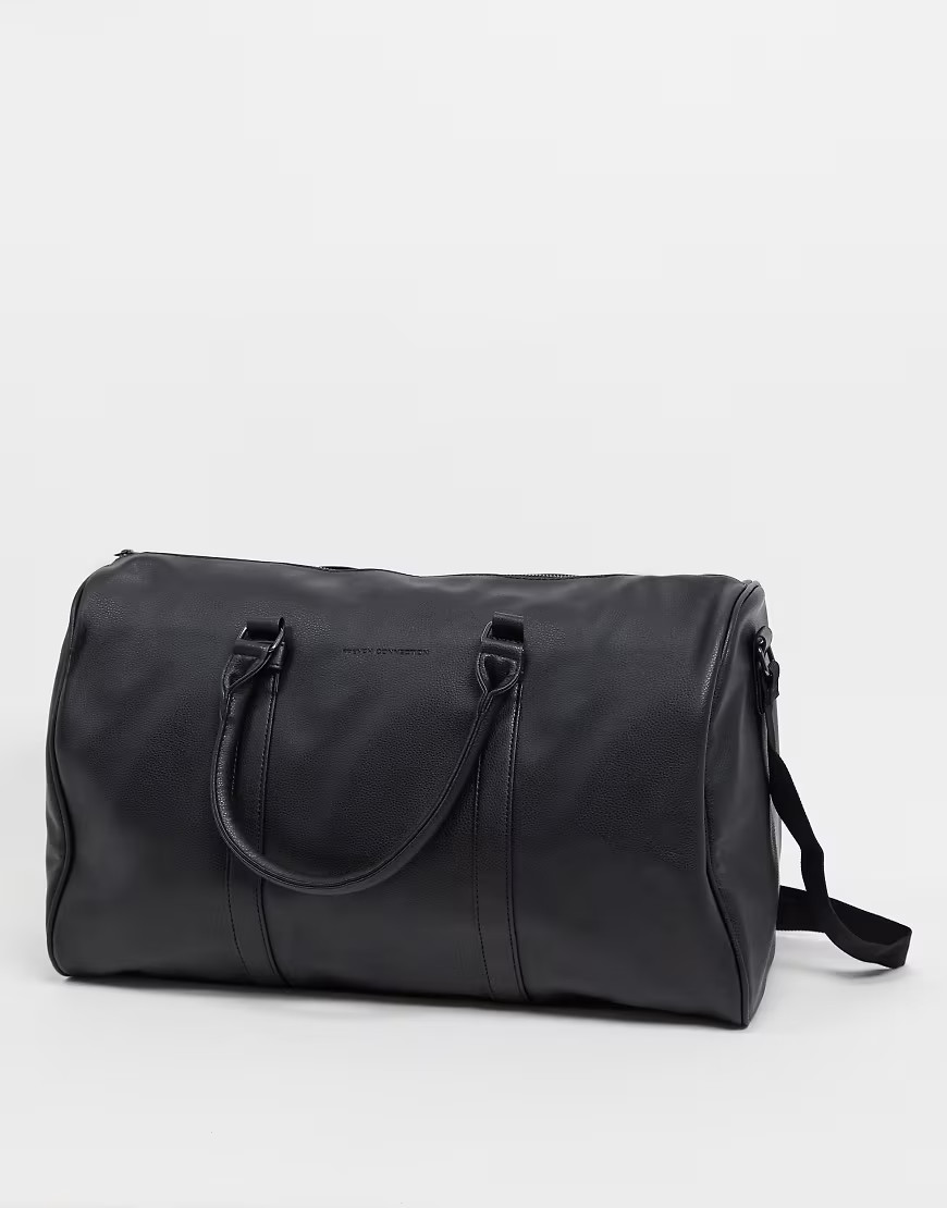 French Connection faux leather weekend holdall bag in black | ASOS (Global)