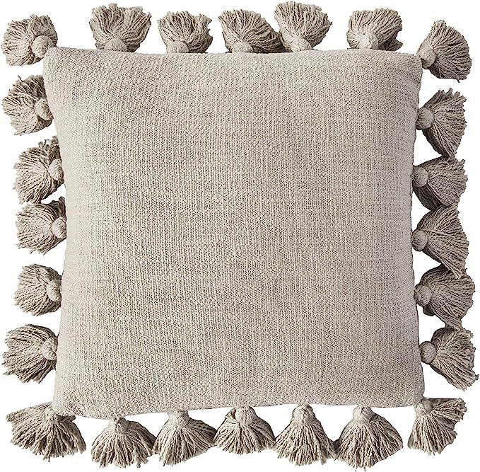 Creative Co-Op Grey Square Cotton Pillow with Tassels | Amazon (US)