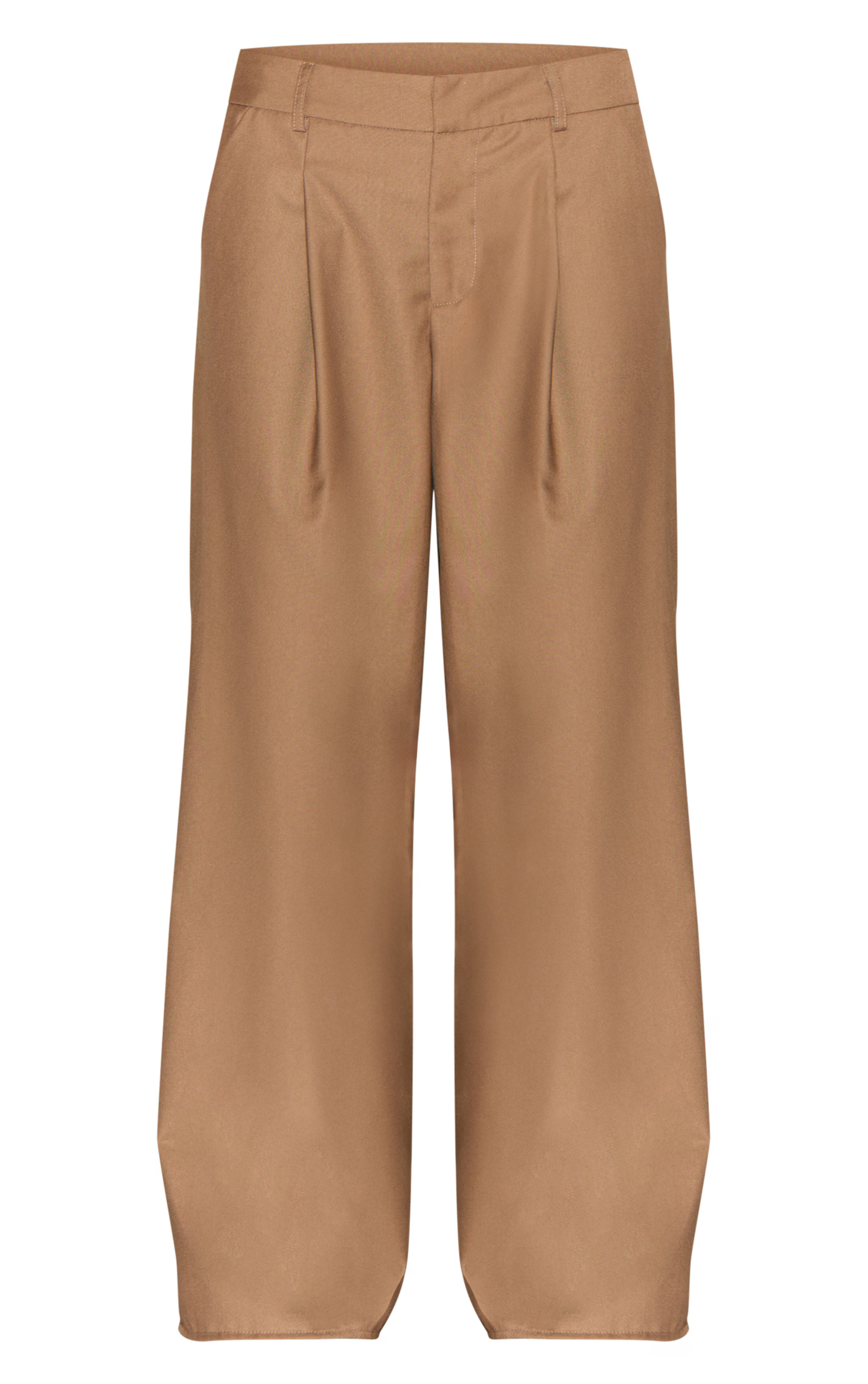 Taupe Woven Double Pleat Wide Leg Pants | PrettyLittleThing US