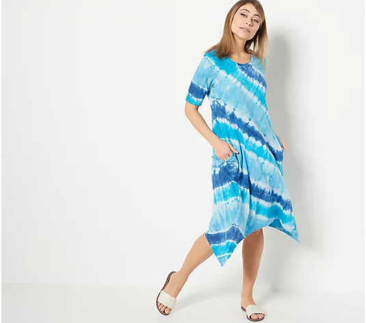 LOGO by Lori Goldstein Beach to Street Regular Tie-Dye Dress - QVC.com | QVC