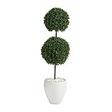 4ft. Boxwood Double Ball Artificial Topiary Tree in White Planter UV Resistant (Indoor/Outdoor) | Amazon (US)