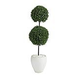 4ft. Boxwood Double Ball Artificial Topiary Tree in White Planter UV Resistant (Indoor/Outdoor) | Amazon (US)
