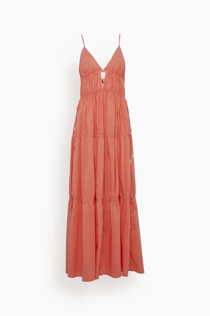 April Solid Poplin Dress in Coral | Hampden Clothing