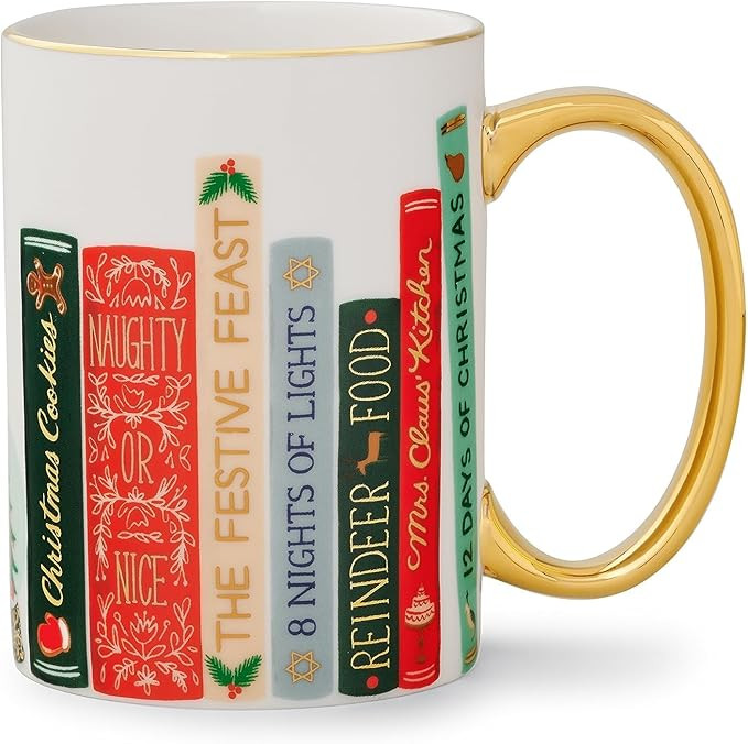 RIFLE PAPER CO. Festive Book Club Porcelain Mug for Festive Occasions and Gatherings with Holiday... | Amazon (US)