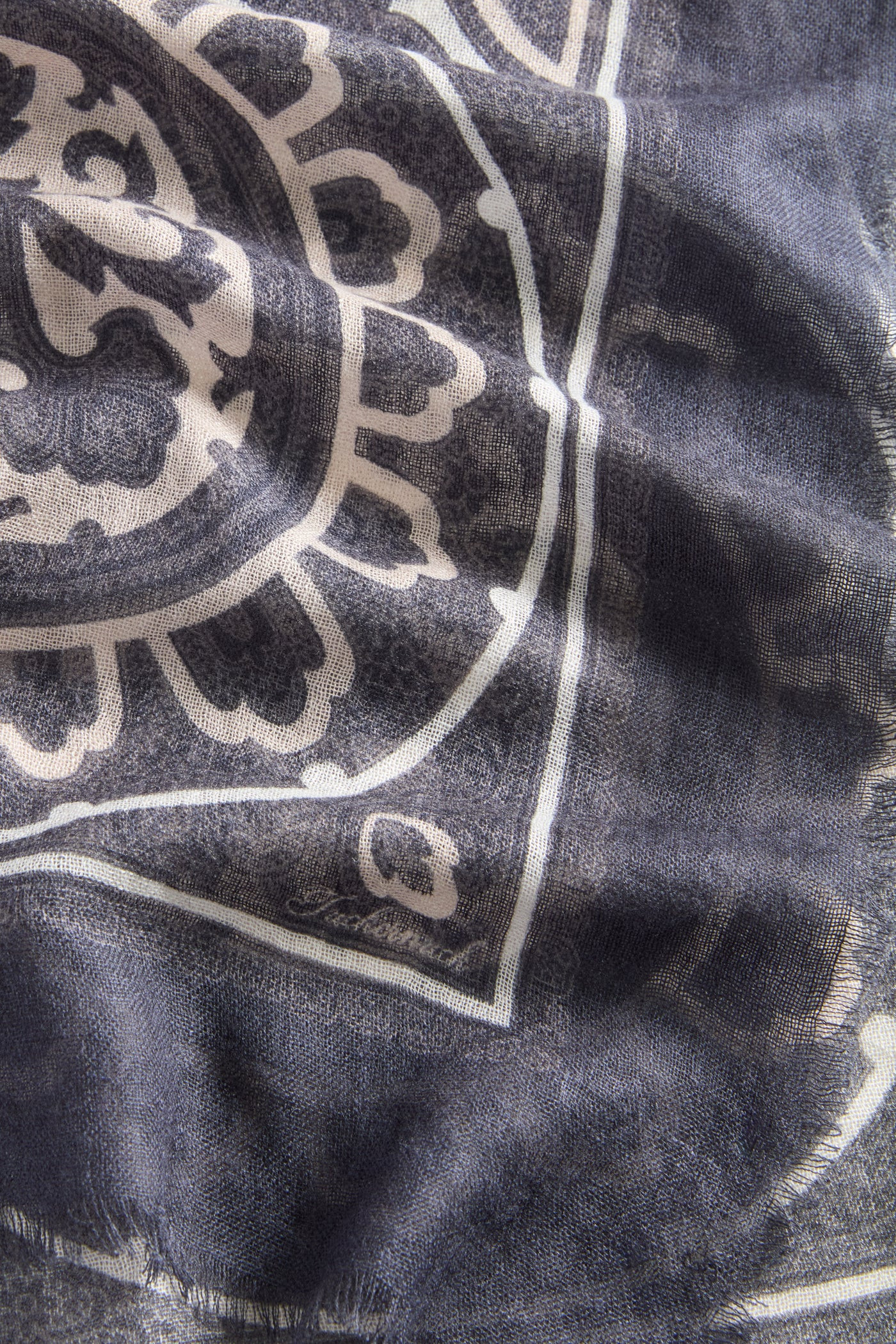 Navy Bandana Silk Cashmere Blend Large Scarf | Tuckernuck (US)