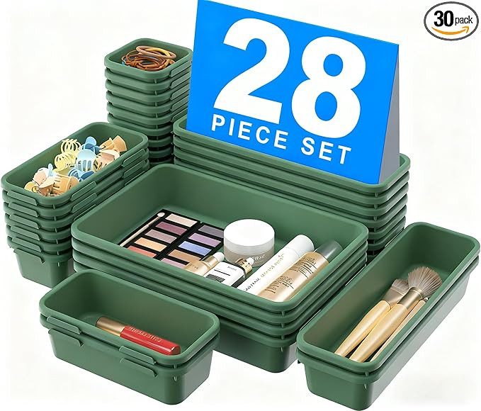 A-LuGei 【𝟮𝟴𝗣𝗖𝗦】 【𝟱𝗦𝗶𝘇𝗲】 ArmyGreen Drawer Organizer, Makeup ... | Amazon (US)