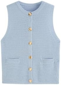 CIDER Womens Sweater Vest Sleeveless Knit Tops Button Down with Pockets Round Neck Casual Tank To... | Amazon (US)