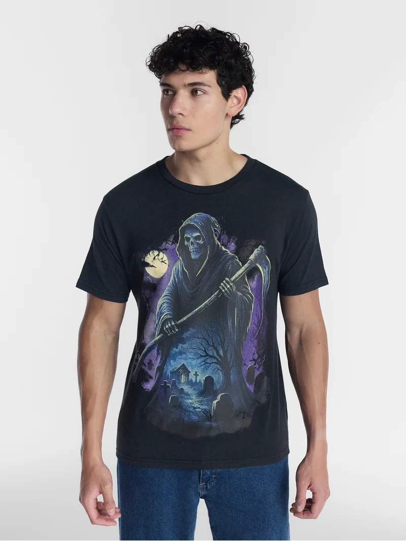 Halloween Men's Grim Reaper Graphic Tee from Way to Celebrate, Sizes XS-4XLT | Walmart (US)