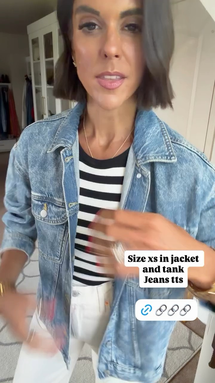 Size xs in jacket and tank Levi jeans fit true to size

#LTKdayinmylife #LTKgrwm #LTKmomlife