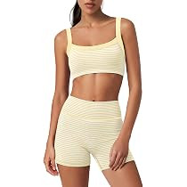 Womens Striped Workout Set Two Piece Yoga Sets Activewear | Amazon (US)