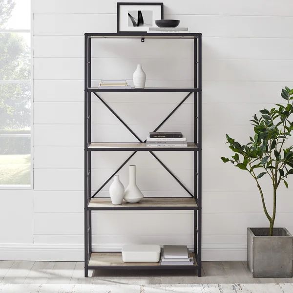 Macon 63'' H x 29.88'' W Metal Etagere Bookcase | Wayfair North America