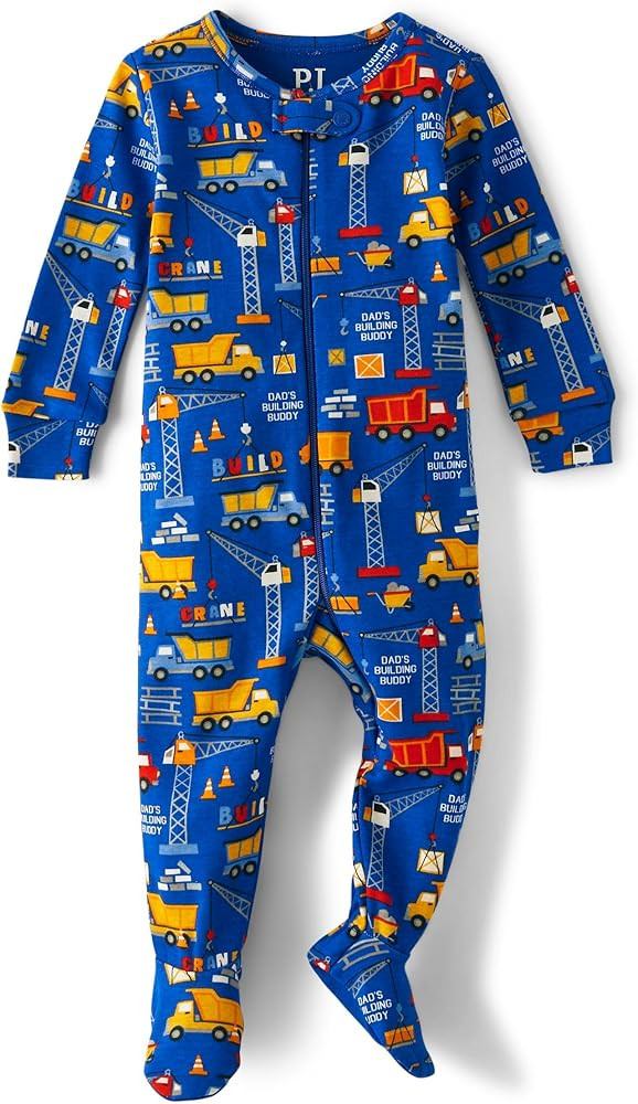 The Children's Place Baby-Boys And Toddler Long Sleeve 100% Cotton Zip-Front One Piece Footed Paj... | Amazon (US)