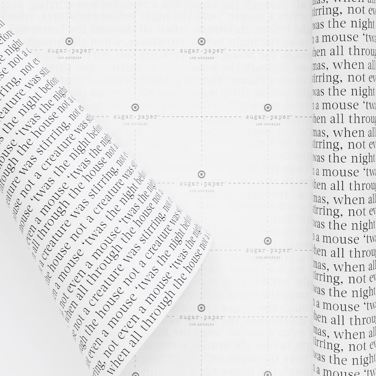 25 sq ft 'Twas the Night Before Christmas' Gift Wrap White/Black - Sugar Paper™ + Target | Target