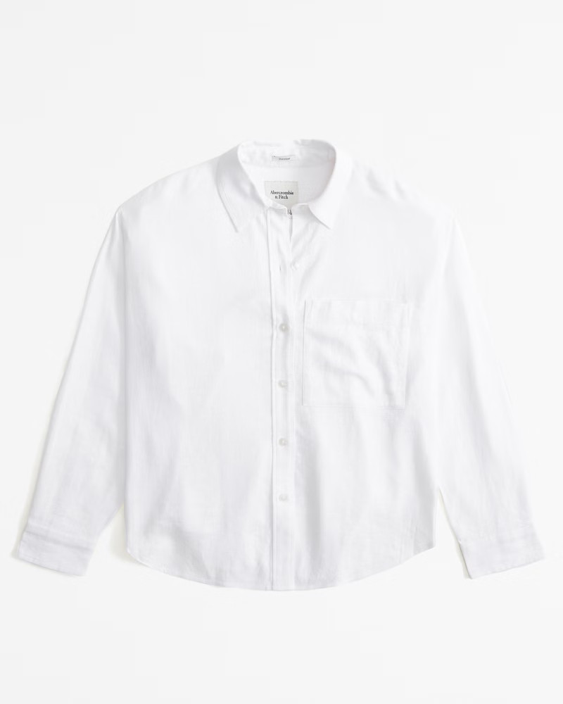 Oversized Linen-Blend Step Hem Shirt | Abercrombie & Fitch (US)