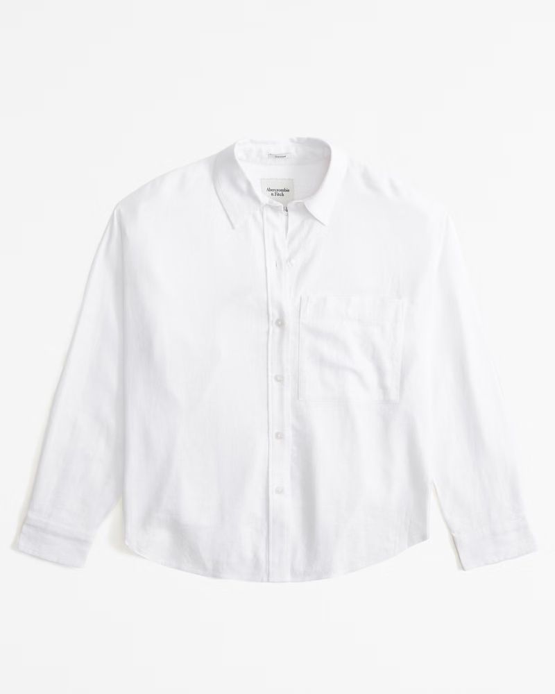 Oversized Linen-Blend Step Hem Shirt | Abercrombie & Fitch (UK)