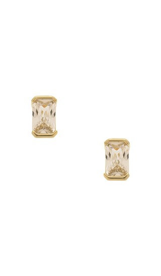By Adina Eden Colored Cz Baguette Stud Earring in Metallic Gold. | Revolve Clothing (Global)
