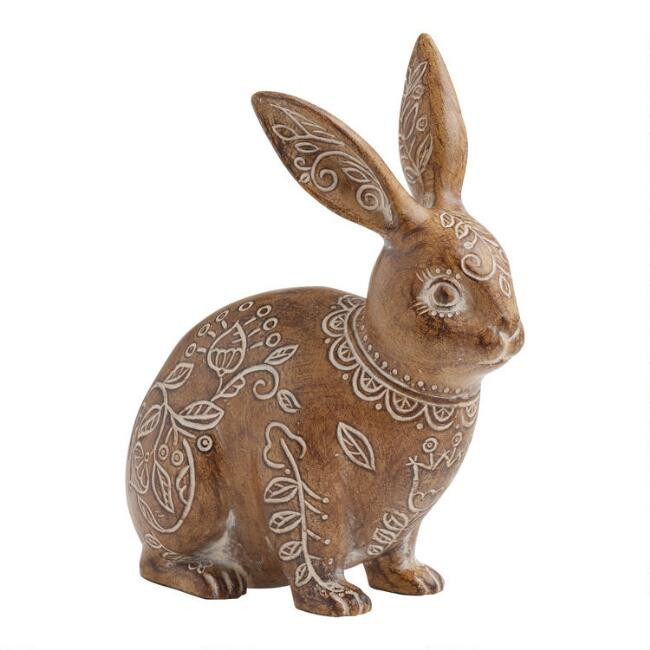 Etched Floral Sitting Bunny Decor | World Market