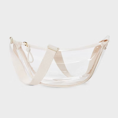 Essential Crescent Sling Crossbody Bag - Universal Thread™ Clear/Cream: Adjustable Strap, Lightweight TPU | Target