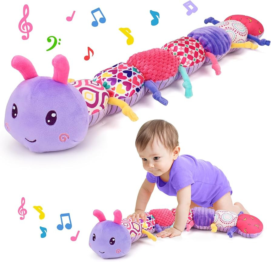 Baby Girl Toys 0-3-6 Months Musical Stuffed Animals Plush Caterpillar Toy with Crinkle Rattles Tu... | Amazon (US)
