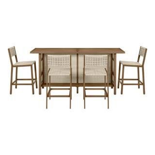 Hampton Bay Rocky Mount 5-Piece Metal Rectangular Bar Height Outdoor Serving Bar Set 1376lg_5pc -... | The Home Depot