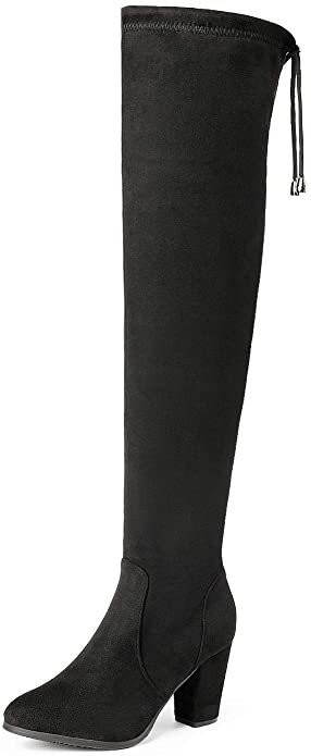 DREAM PAIRS Women's Thigh High Over The Knee Fashion Boots Block Mid Heel Long Sexy Faux Fur Boot... | Amazon (US)