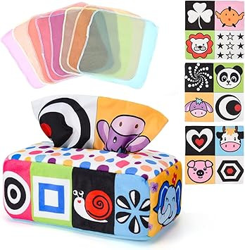 SportStorm Baby Tissue Box Toys, Magic Tissue Box Baby Sensory Toy with 3 Crinkle Paper, 8 Colorf... | Amazon (CA)